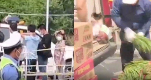 实拍北京朝阳封控社区现状：医护警力维持秩序 物资供应车门口送菜