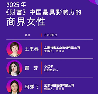 《财富》发布 2025 中国最具影响力商界女性榜
