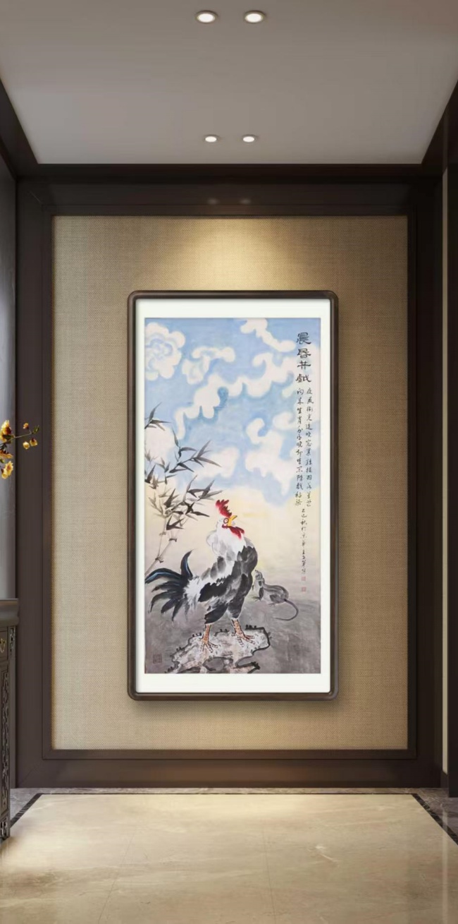 十二生肖系列国画《晨昏共戏》创作谈——以鸡与鼠的意象重构为核心(图2)